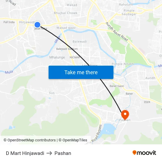 D Mart Hinjawadi to Pashan map