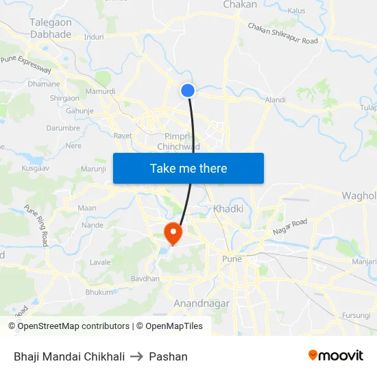 Bhaji Mandai Chikhali to Pashan map