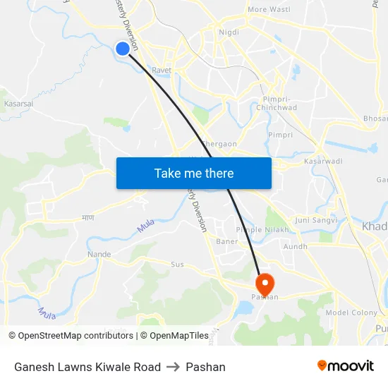 Ganesh Lawns Kiwale Road to Pashan map