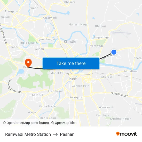 Ramwadi Metro Station to Pashan map