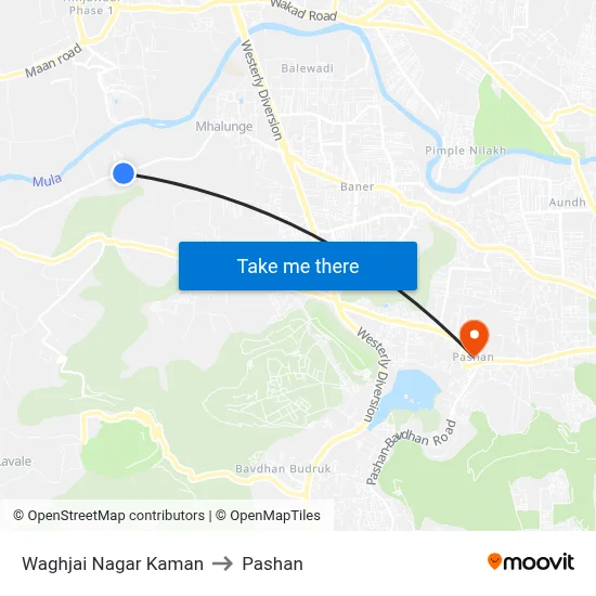 Waghjai Nagar Kaman to Pashan map