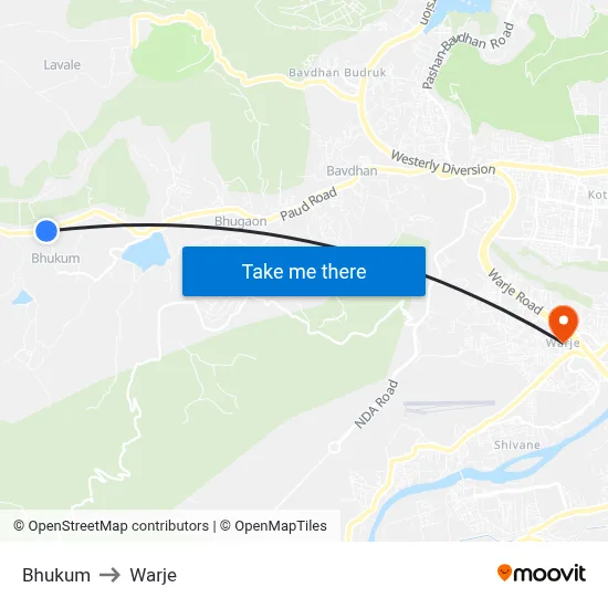 Bhukum to Warje map