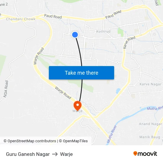 Guru Ganesh Nagar to Warje map
