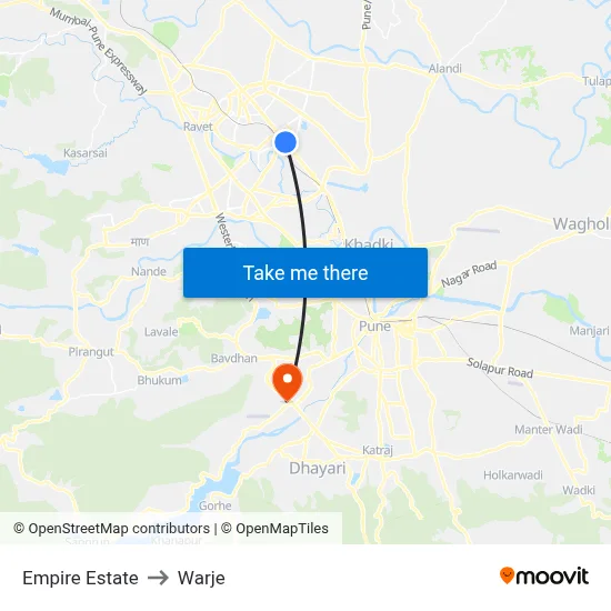 Empire Estate to Warje map