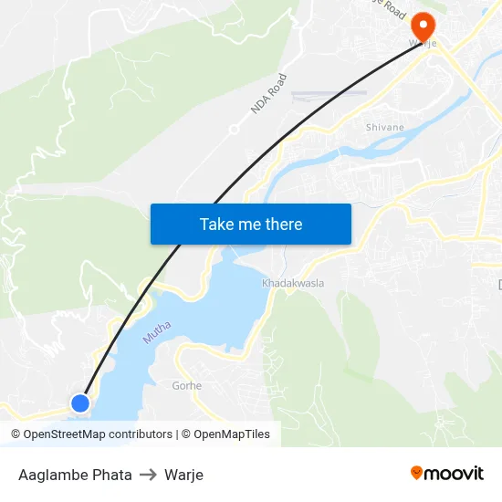 Aaglambe Phata to Warje map