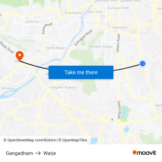 Gangadham to Warje map