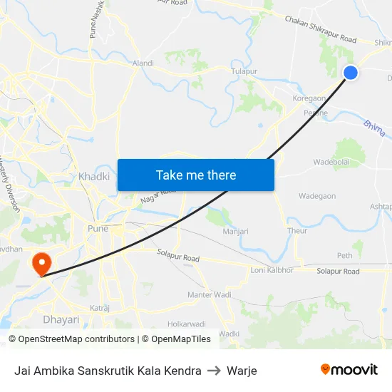 Jai Ambika Sanskrutik Kala Kendra to Warje map