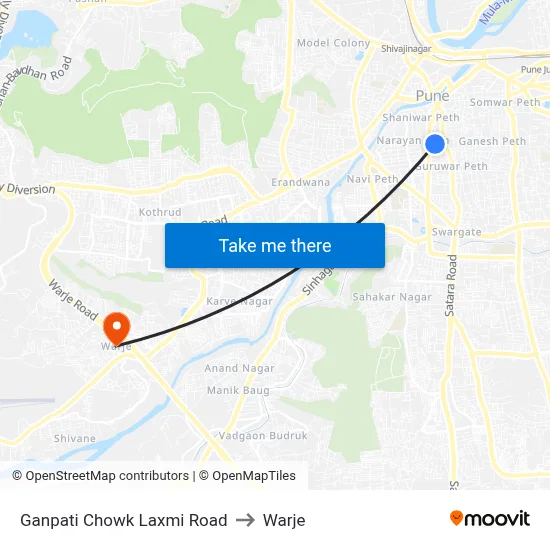 Ganpati Chowk Laxmi Road to Warje map
