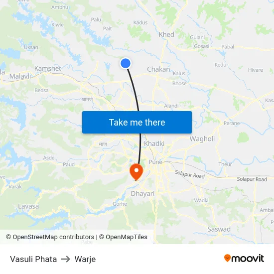 Vasuli Phata to Warje map