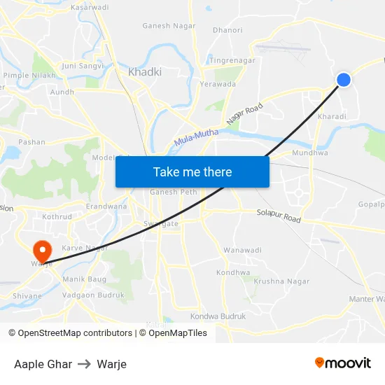 Aaple Ghar to Warje map