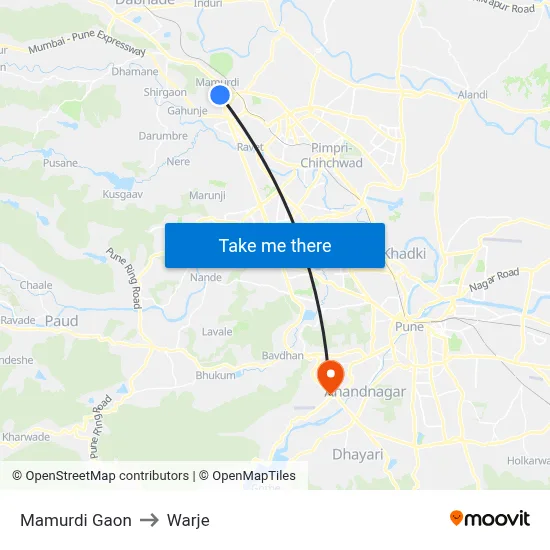 Mamurdi Gaon to Warje map