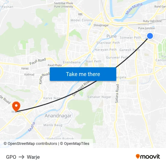 GPO to Warje map