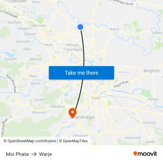 Moi Phata to Warje map