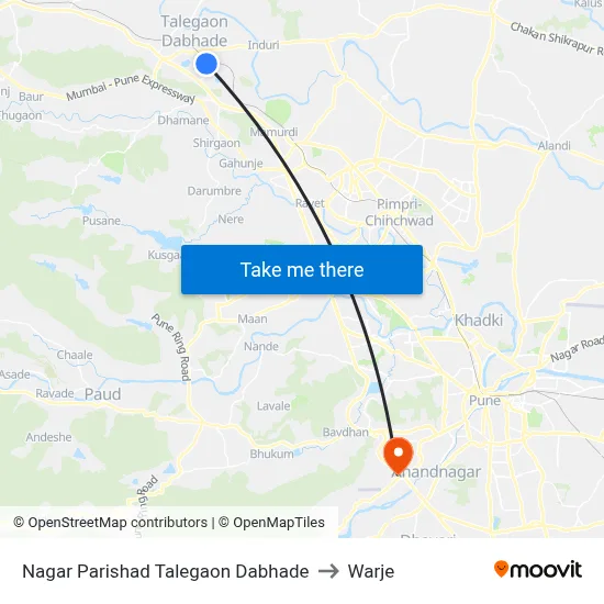 Nagar Parishad Talegaon Dabhade to Warje map