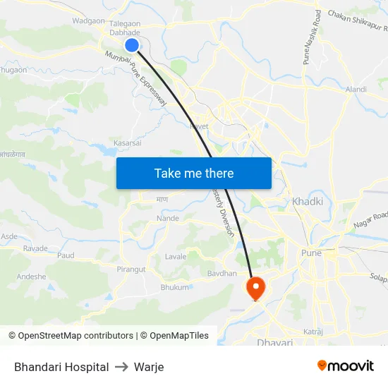 Bhandari Hospital to Warje map