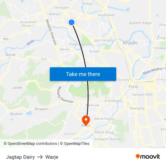 Jagtap Dairy to Warje map