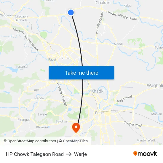 HP Chowk Talegaon Road to Warje map