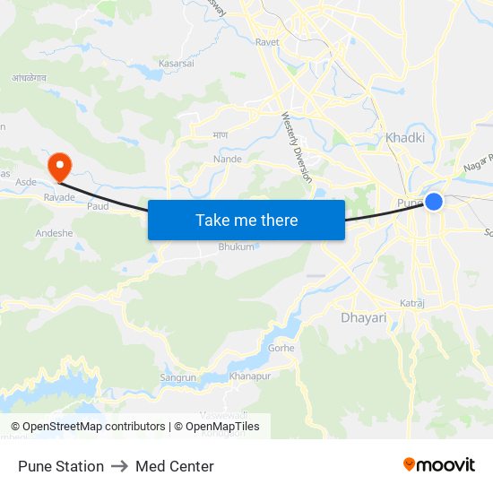 Pune Station to Med Center map