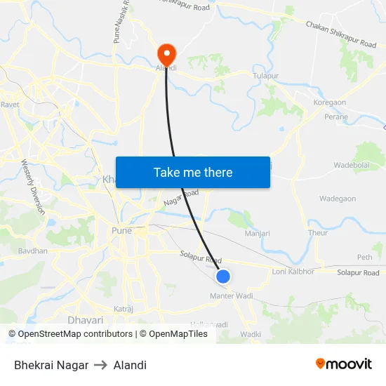 Bhekrai Nagar to Alandi map