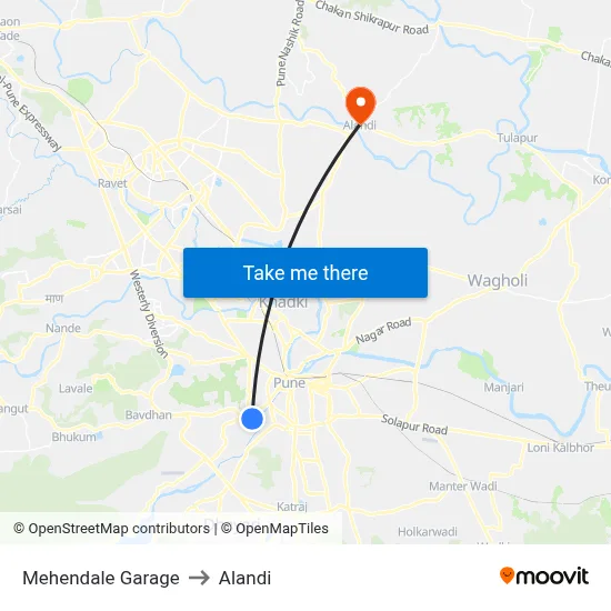 Mehendale Garage to Alandi map