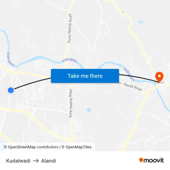 Kudalwadi to Alandi map