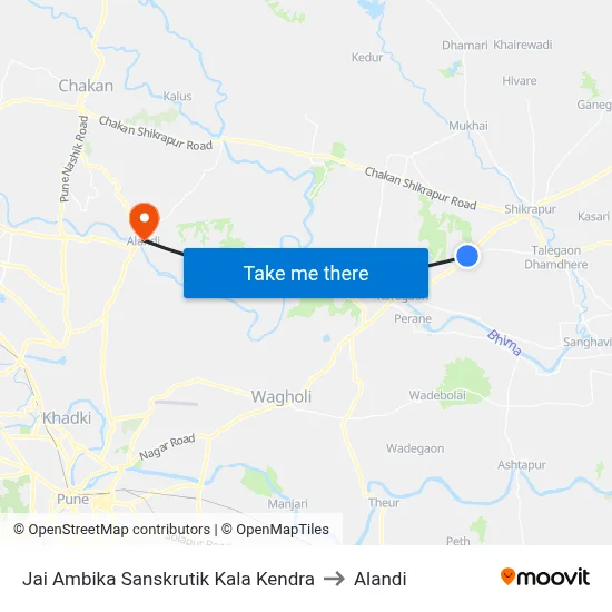 Jai Ambika Sanskrutik Kala Kendra to Alandi map