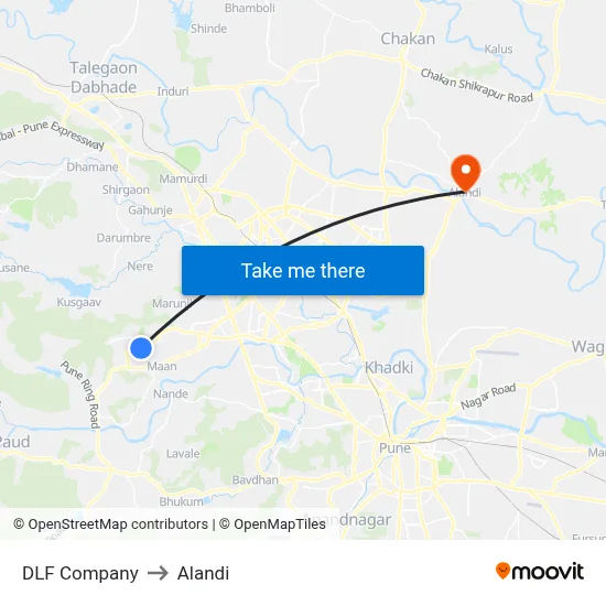 DLF Company to Alandi map