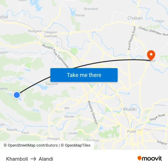 Khamboli to Alandi map
