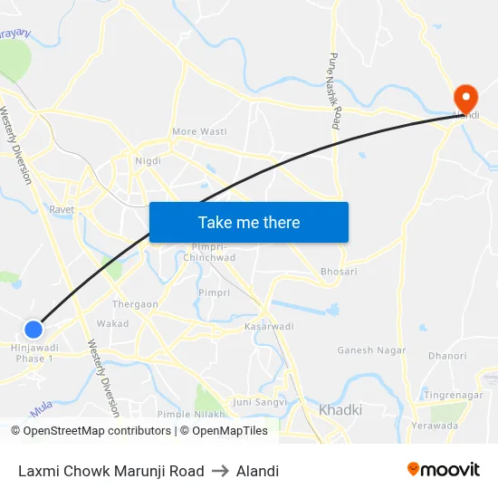 Laxmi Chowk Marunji Road to Alandi map