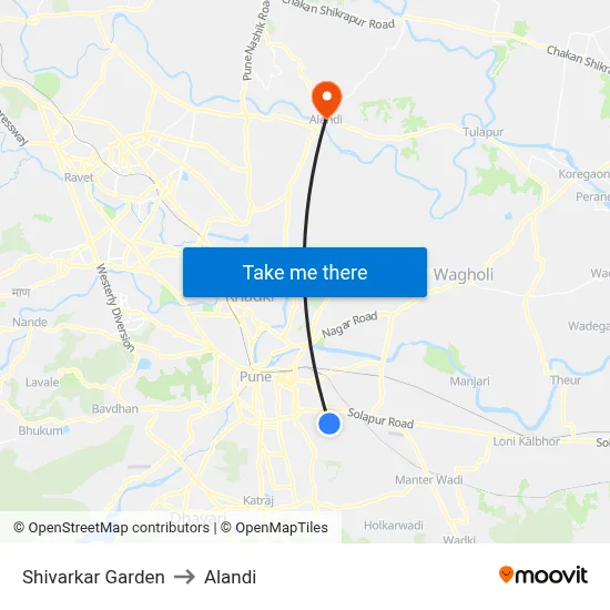 Shivarkar Garden to Alandi map
