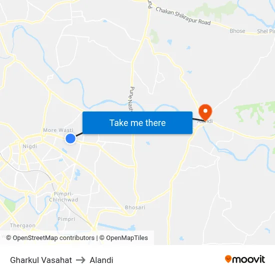 Gharkul Vasahat to Alandi map
