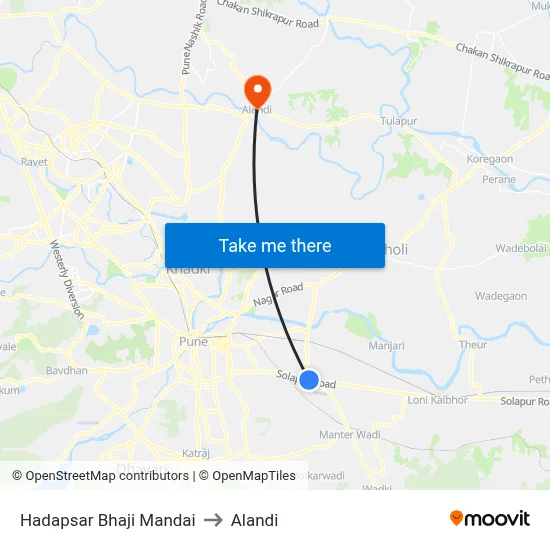 Hadapsar Bhaji Mandai to Alandi map