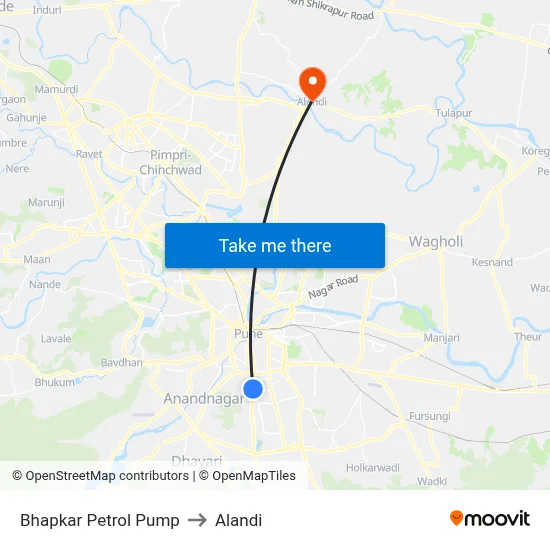 Bhapkar Petrol Pump to Alandi map