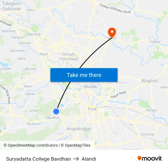 Suryadatta College Bavdhan to Alandi map