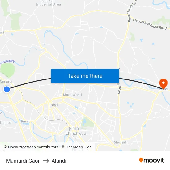 Mamurdi Gaon to Alandi map
