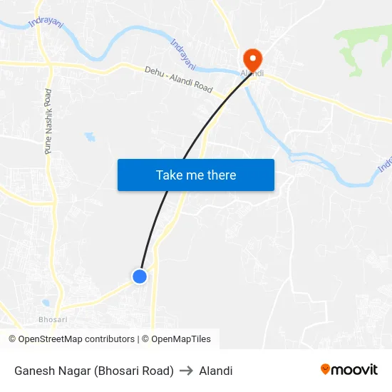 Ganesh Nagar (Bhosari Road) to Alandi map