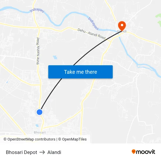 Bhosari Depot to Alandi map