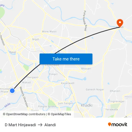 D Mart Hinjawadi to Alandi map
