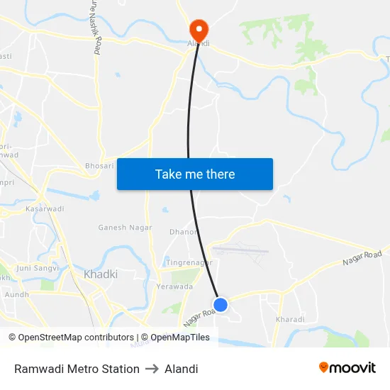 Ramwadi Metro Station to Alandi map