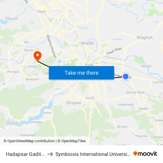 Hadapsar Gadital to Symbiosis International University map