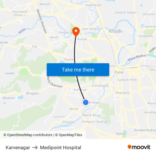 Karvenagar to Medipoint Hospital map