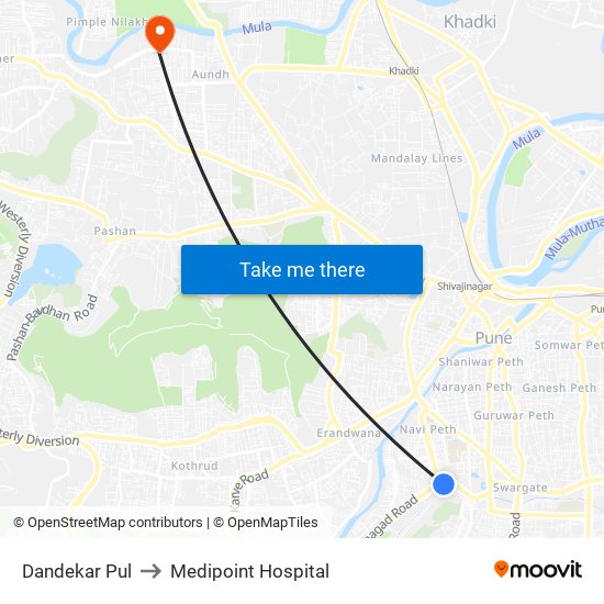 Dandekar Bridge to Medipoint Hospital map