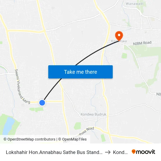 Lokshahir Hon.Annabhau Sathe Bus Stand Upper Depot to Kondhwa map