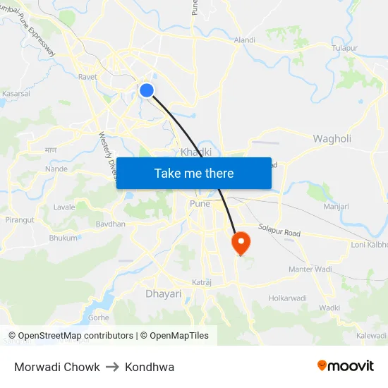 Morwadi Chowk to Kondhwa map