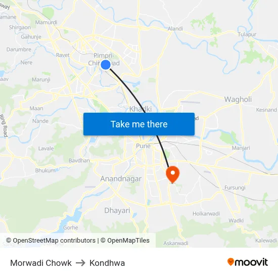 Morwadi Chowk to Kondhwa map