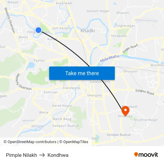 Pimple Nilakh to Kondhwa map