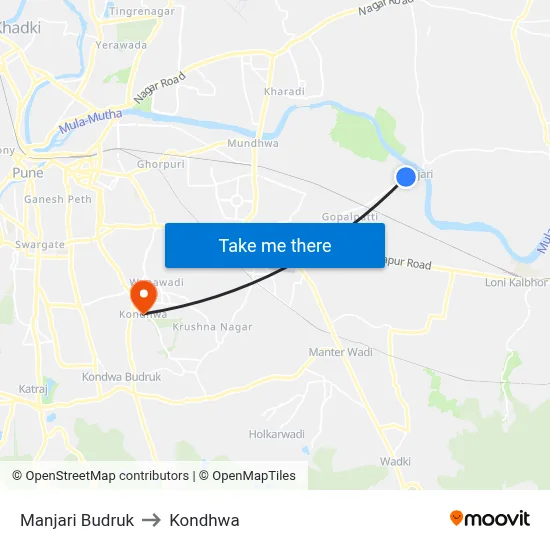 Manjari Budruk to Kondhwa map