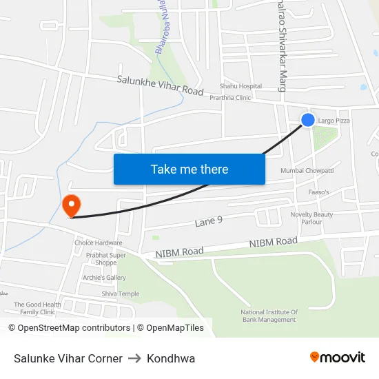 Salunke Vihar Corner to Kondhwa map
