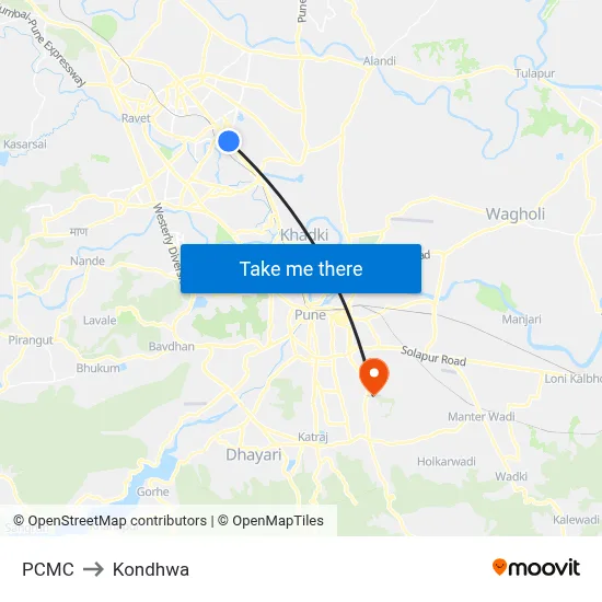 PCMC to Kondhwa map