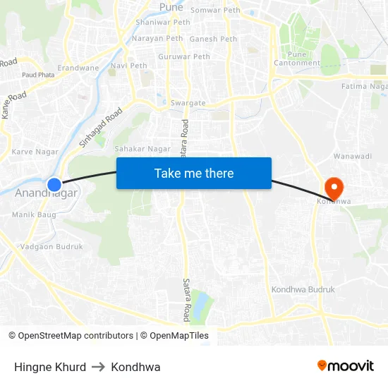 Hingne Khurd to Kondhwa map